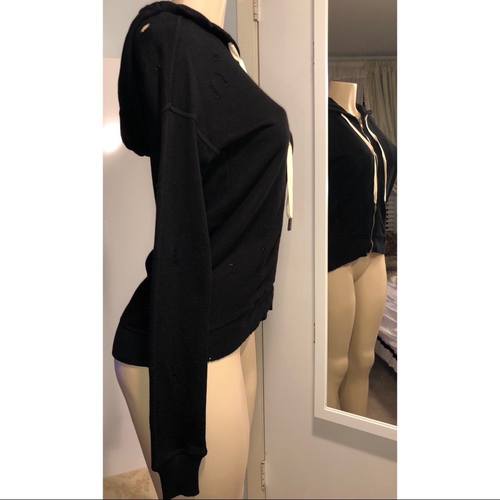 ➡️N: Philanthropy black cat zip up hoodie XS NWT - Picture 6 of 8